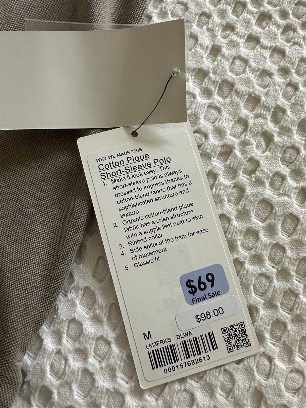 lululemon NWT Men’s Short-Sleeve Polo in Taupe - Picture 3 of 6